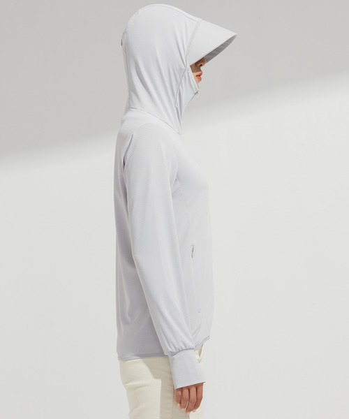 SAISON DE PAPILLON（セゾンドパピヨン）の「【2026SS新作】UPF50+ 冷感素材 UVカットパーカー長袖ラッシュガード 日焼け止めパーカー フーデットきれいめカジュアル（パーカー・レディース・ベージュ/ピンク/ホワイト/ブルー/グレー・XXL/XL/L/M）」の7枚目の写真