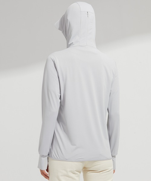 SAISON DE PAPILLON（セゾンドパピヨン）の「【2026SS新作】UPF50+ 冷感素材 UVカットパーカー長袖ラッシュガード 日焼け止めパーカー フーデットきれいめカジュアル（パーカー・レディース・ベージュ/ピンク/ホワイト/ブルー/グレー・XXL/XL/L/M）」の8枚目の写真