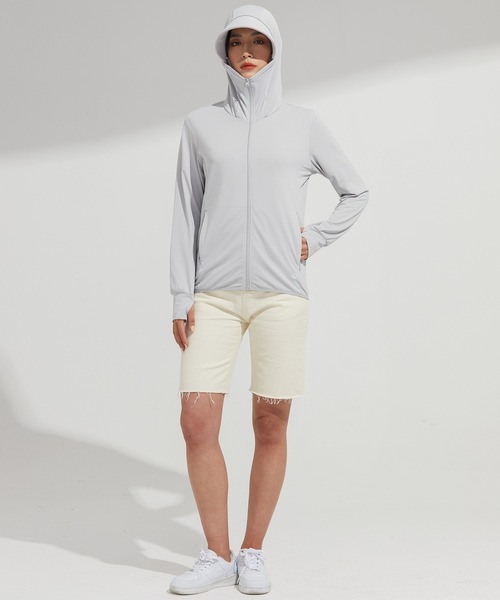 SAISON DE PAPILLON（セゾンドパピヨン）の「【2026SS新作】UPF50+ 冷感素材 UVカットパーカー長袖ラッシュガード 日焼け止めパーカー フーデットきれいめカジュアル（パーカー・レディース・ベージュ/ピンク/ホワイト/ブルー/グレー・XXL/XL/L/M）」の10枚目の写真