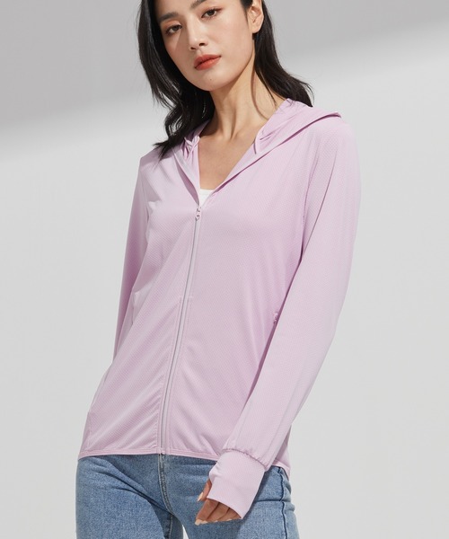 SAISON DE PAPILLON（セゾンドパピヨン）の「【2026SS新作】UPF50+ 冷感素材 UVカットパーカー長袖ラッシュガード 日焼け止めパーカー フーデットきれいめカジュアル（パーカー・レディース・ベージュ/ピンク/ホワイト/ブルー/グレー・XXL/XL/L/M）」の19枚目の写真