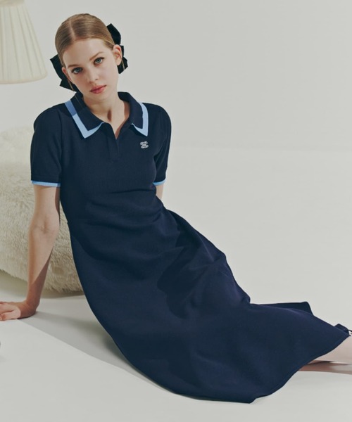 JILL by JILL STUART(ジルバイジルスチュアート)の「ダブル襟半袖ポロシャツワンピース(ワンピース・レディース・グレー/ネイビー/ブラック・FREE)」の3枚目の写真