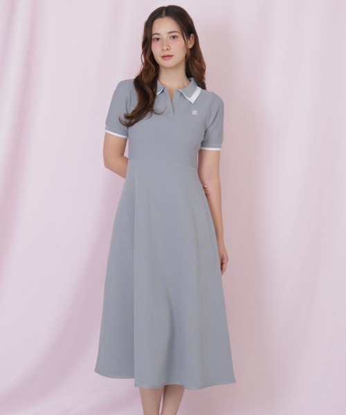 JILL by JILL STUART(ジルバイジルスチュアート)の「ダブル襟半袖ポロシャツワンピース(ワンピース・レディース・グレー/ネイビー/ブラック・FREE)」の2枚目の写真