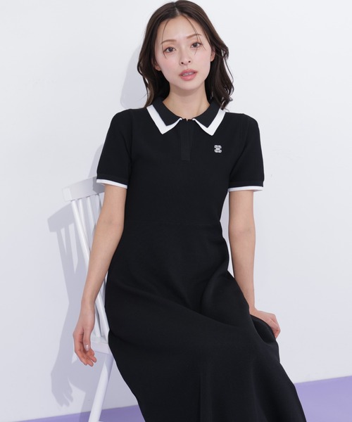 JILL by JILL STUART(ジルバイジルスチュアート)の「ダブル襟半袖ポロシャツワンピース(ワンピース・レディース・グレー/ネイビー/ブラック・FREE)」の4枚目の写真