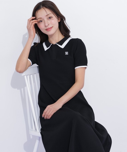 JILL by JILL STUART(ジルバイジルスチュアート)の「ダブル襟半袖ポロシャツワンピース(ワンピース・レディース・グレー/ネイビー/ブラック・FREE)」の5枚目の写真