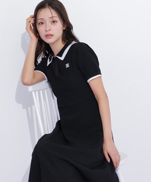 JILL by JILL STUART(ジルバイジルスチュアート)の「ダブル襟半袖ポロシャツワンピース(ワンピース・レディース・グレー/ネイビー/ブラック・FREE)」の6枚目の写真