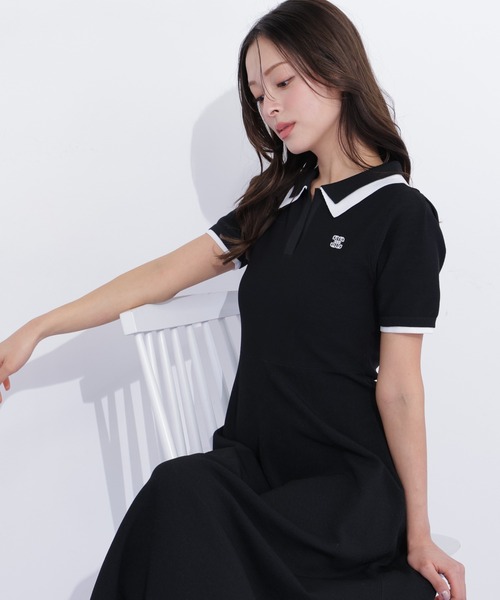 JILL by JILL STUART(ジルバイジルスチュアート)の「ダブル襟半袖ポロシャツワンピース(ワンピース・レディース・グレー/ネイビー/ブラック・FREE)」の7枚目の写真