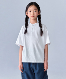 オーバーサイズヘンリーネックTシャツ[ホワイト]