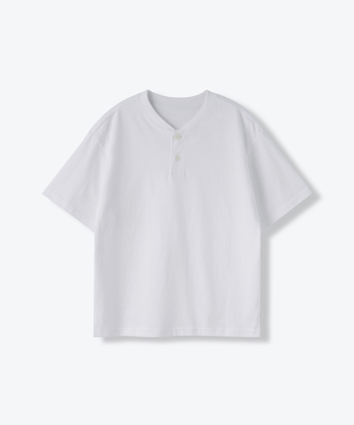 MUSINSA STANDARD KIDS（ムシンサスタンダードキッズ）の「オーバーサイズヘンリーネックTシャツ[ホワイト]（Tシャツ/カットソー・レディース・その他・100/110/150/160/130/140/120）」の2枚目の写真