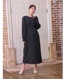 袖シャーリングドッキングワンピース