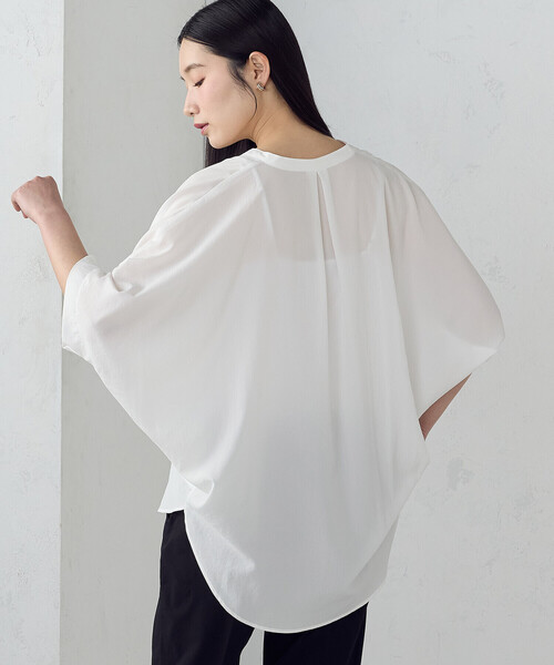 COMME CA ISM(コムサイズム)の「ポリエステルデシン スキッパーTブラウス(シャツ/ブラウス・レディース・ネイビー/ホワイト/ネイビー系/ホワイト×グレー・FREE)」の13枚目の写真