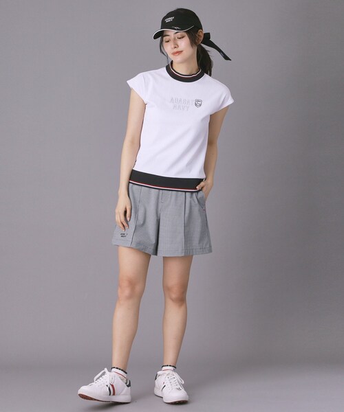 adabat(アダバット)の「【ADABAT NAVY】吸水速乾/接触冷感 フレンチスリーブモックT(Tシャツ/カットソー・レディース・ライトブルー/ホワイト/ネイビー・40/38/42)」の6枚目の写真