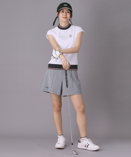 adabat(アダバット)の「【ADABAT NAVY】吸水速乾/接触冷感 フレンチスリーブモックT(Tシャツ/カットソー・レディース・ライトブルー/ホワイト/ネイビー・40/38/42)」の7枚目の写真