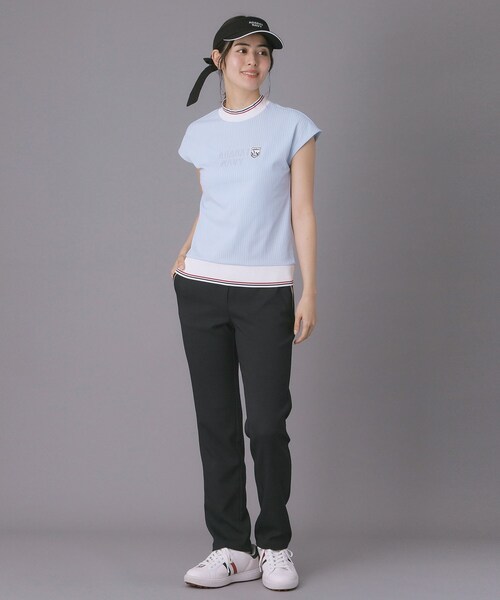 adabat(アダバット)の「【ADABAT NAVY】吸水速乾/接触冷感 フレンチスリーブモックT(Tシャツ/カットソー・レディース・ライトブルー/ホワイト/ネイビー・40/38/42)」の10枚目の写真