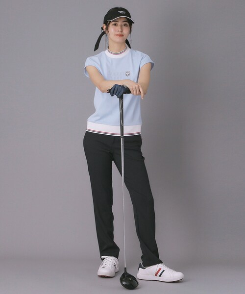 adabat(アダバット)の「【ADABAT NAVY】吸水速乾/接触冷感 フレンチスリーブモックT(Tシャツ/カットソー・レディース・ライトブルー/ホワイト/ネイビー・40/38/42)」の11枚目の写真