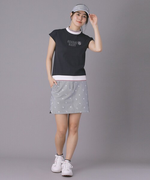 adabat(アダバット)の「【ADABAT NAVY】吸水速乾/接触冷感 フレンチスリーブモックT(Tシャツ/カットソー・レディース・ライトブルー/ホワイト/ネイビー・40/38/42)」の14枚目の写真
