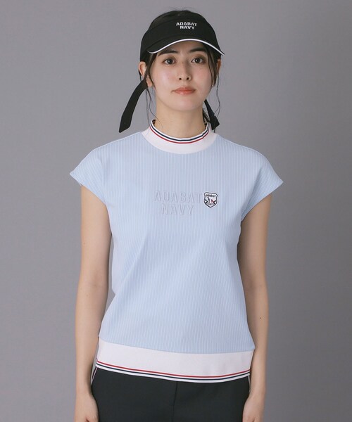 adabat(アダバット)の「【ADABAT NAVY】吸水速乾/接触冷感 フレンチスリーブモックT(Tシャツ/カットソー・レディース・ライトブルー/ホワイト/ネイビー・40/38/42)」の17枚目の写真