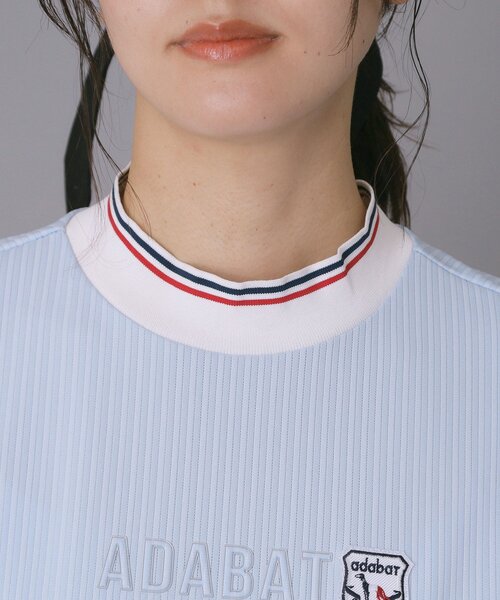 adabat(アダバット)の「【ADABAT NAVY】吸水速乾/接触冷感 フレンチスリーブモックT(Tシャツ/カットソー・レディース・ライトブルー/ホワイト/ネイビー・40/38/42)」の20枚目の写真