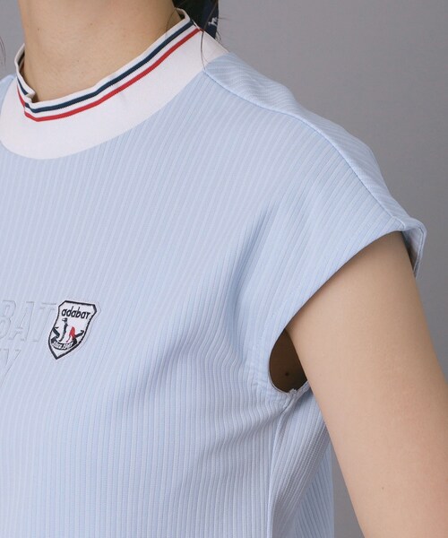 adabat(アダバット)の「【ADABAT NAVY】吸水速乾/接触冷感 フレンチスリーブモックT(Tシャツ/カットソー・レディース・ライトブルー/ホワイト/ネイビー・40/38/42)」の21枚目の写真