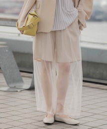 《オフィスライン》チュールレイヤーショートパンツ 645390