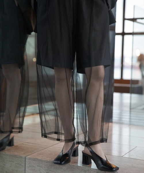 LEPSIM(レプシィム)の「《オフィスライン》チュールレイヤーショートパンツ 645390(その他パンツ・レディース・ベージュ/チャコールグレー・FREE)」の10枚目の写真