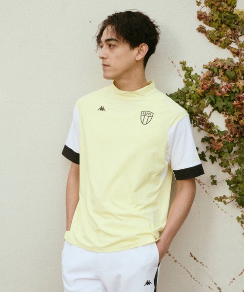 Kappa(カッパ)の「半袖モックネックシャツ(Tシャツ/カットソー・メンズ・ブルー/イエロー/モカ・X-LARGE/XX-LARGE/LARGE/MEDIUM)」の1枚目の写真
