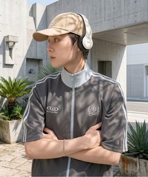 SPINNS（スピンズ）の「短丈半袖トラックジャケット/ラインジャージ/ワンポイント刺繍（ジャージ）」