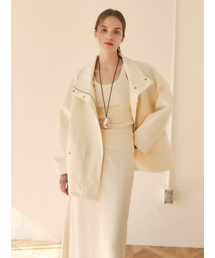 LETQSTUDIO（レチケットスタジオ）の「パーネルネックコットンジャケット、エクリュ（ミリタリージャケット）」