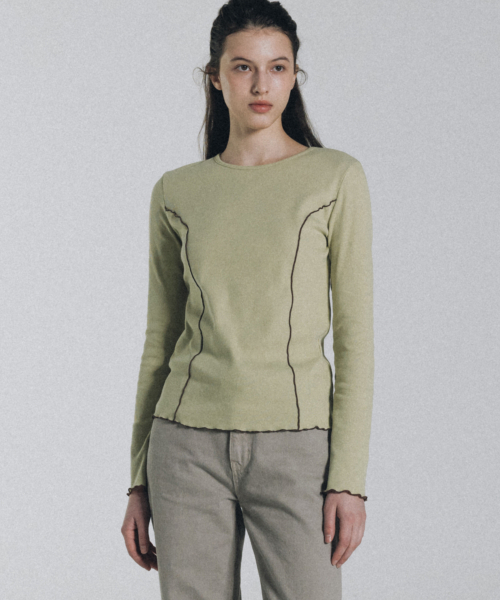 ANDNEEDS(アンドニーズ)の「Mori line long sleeve (lime)(Tシャツ/カットソー・レディース・その他・FREE)」の3枚目の写真