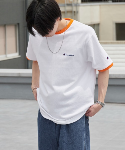 Champion(チャンピオン)の「Champion/チャンピオン ロゴ刺繍 コットン 半袖リンガーTシャツ 秋 秋服 2026年秋冬(Tシャツ/カットソー・メンズ・ホワイト系その他/ホワイト系その他2/ホワイト系その他3・M/L/XL)」の1枚目の写真