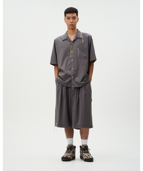 DISCOVERED（ディスカバード）の「SUMMER WOOL LOOPING WIDE SHORTS（スラックス・メンズ・グレー/ブラック・SMALL/LARGE）」の10枚目の写真