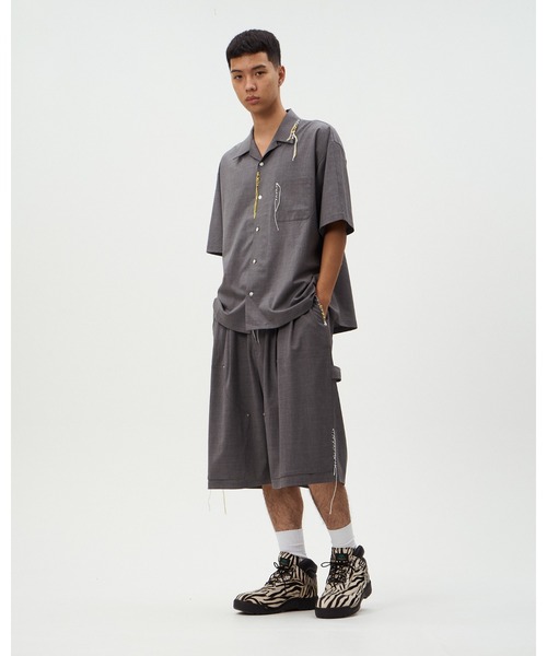 DISCOVERED（ディスカバード）の「SUMMER WOOL LOOPING WIDE SHORTS（スラックス・メンズ・グレー/ブラック・SMALL/LARGE）」の11枚目の写真
