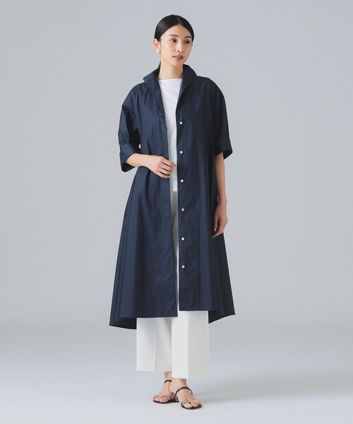 EFFE BEAMS(エッフェビームス)の「オープンカラー シャツ ドレス(ワンピース・レディース・ホワイト/その他4/ネイビー・ONE SIZE)」の2枚目の写真