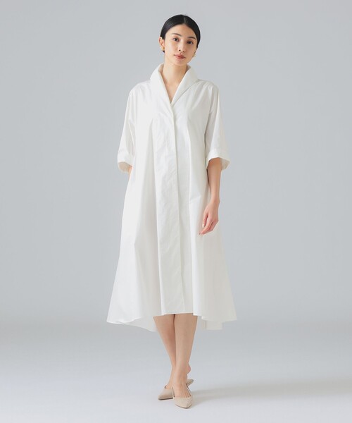 EFFE BEAMS(エッフェビームス)の「オープンカラー シャツ ドレス(ワンピース・レディース・ホワイト/その他4/ネイビー・ONE SIZE)」の4枚目の写真
