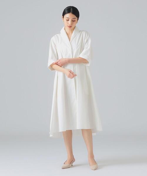 EFFE BEAMS(エッフェビームス)の「オープンカラー シャツ ドレス(ワンピース・レディース・ホワイト/その他4/ネイビー・ONE SIZE)」の5枚目の写真