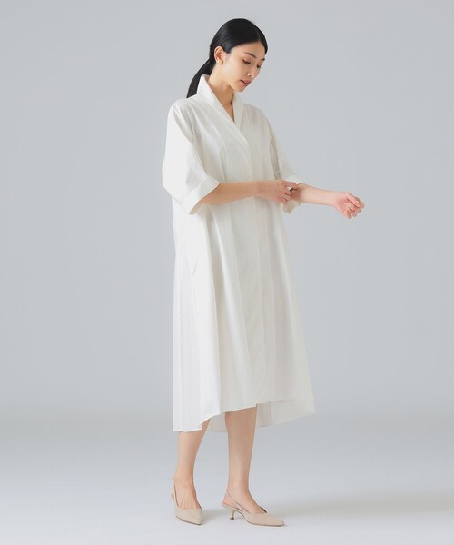 EFFE BEAMS(エッフェビームス)の「オープンカラー シャツ ドレス(ワンピース・レディース・ホワイト/その他4/ネイビー・ONE SIZE)」の6枚目の写真
