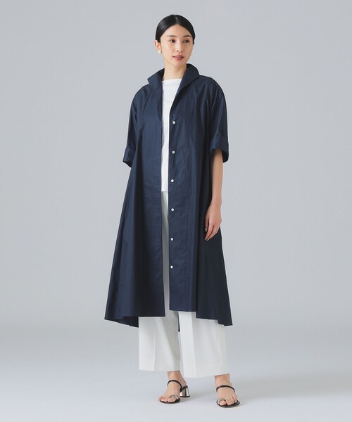 EFFE BEAMS(エッフェビームス)の「オープンカラー シャツ ドレス(ワンピース・レディース・ホワイト/その他4/ネイビー・ONE SIZE)」の7枚目の写真