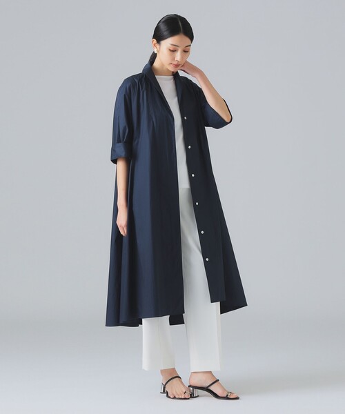 EFFE BEAMS(エッフェビームス)の「オープンカラー シャツ ドレス(ワンピース・レディース・ホワイト/その他4/ネイビー・ONE SIZE)」の8枚目の写真