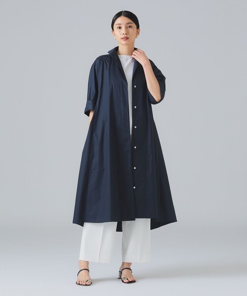 EFFE BEAMS(エッフェビームス)の「オープンカラー シャツ ドレス(ワンピース・レディース・ホワイト/その他4/ネイビー・ONE SIZE)」の9枚目の写真
