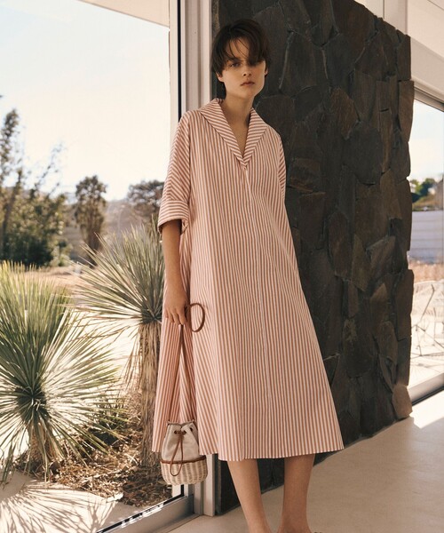 EFFE BEAMS(エッフェビームス)の「オープンカラー シャツ ドレス(ワンピース・レディース・ホワイト/その他4/ネイビー・ONE SIZE)」の10枚目の写真