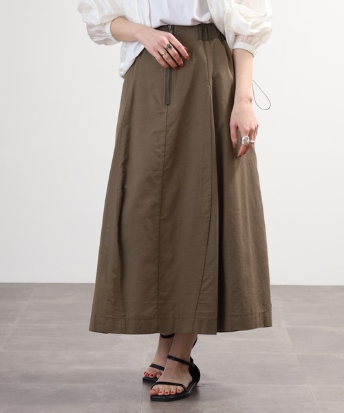 EGLANTINE(エグランティーヌ)の「EGLANTINE コットンリネンロングスカート(スカート・レディース・ブラック/ベージュ/カーキ・40)」の18枚目の写真