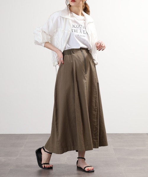 EGLANTINE(エグランティーヌ)の「EGLANTINE コットンリネンロングスカート(スカート・レディース・ブラック/ベージュ/カーキ・40)」の22枚目の写真