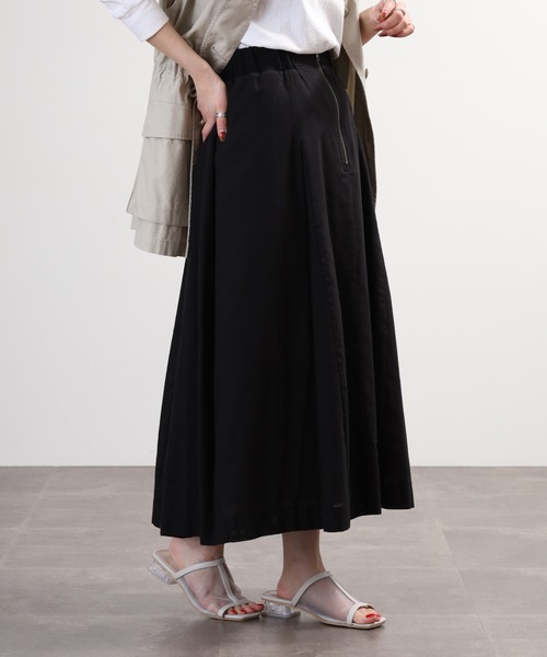 EGLANTINE(エグランティーヌ)の「EGLANTINE コットンリネンロングスカート(スカート・レディース・ブラック/ベージュ/カーキ・40)」の6枚目の写真