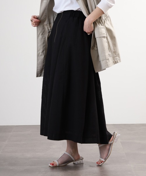 EGLANTINE(エグランティーヌ)の「EGLANTINE コットンリネンロングスカート(スカート・レディース・ブラック/ベージュ/カーキ・40)」の8枚目の写真