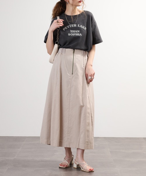 EGLANTINE(エグランティーヌ)の「EGLANTINE コットンリネンロングスカート(スカート・レディース・ブラック/ベージュ/カーキ・40)」の16枚目の写真