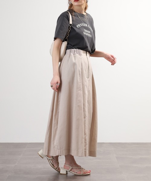 EGLANTINE(エグランティーヌ)の「EGLANTINE コットンリネンロングスカート(スカート・レディース・ブラック/ベージュ/カーキ・40)」の17枚目の写真