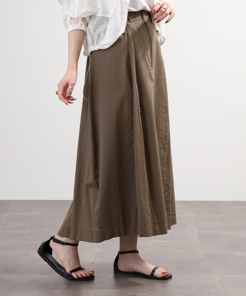 EGLANTINE(エグランティーヌ)の「EGLANTINE コットンリネンロングスカート(スカート・レディース・ブラック/ベージュ/カーキ・40)」の20枚目の写真