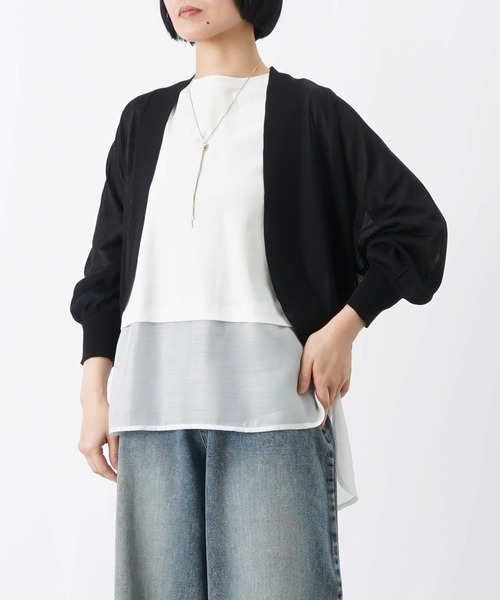 LUCA/LADY LUCK LUCA(ルカ/レディラックルカ)の「LC/LLL 天竺7分袖ニットボレロ(カーディガン/ボレロ・レディース・グレー/ブラック・FREE)」の2枚目の写真