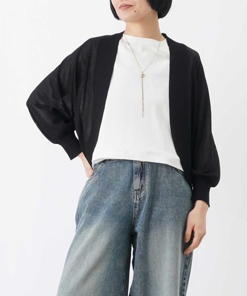 LUCA/LADY LUCK LUCA(ルカ/レディラックルカ)の「LC/LLL 天竺7分袖ニットボレロ(カーディガン/ボレロ・レディース・グレー/ブラック・FREE)」の7枚目の写真