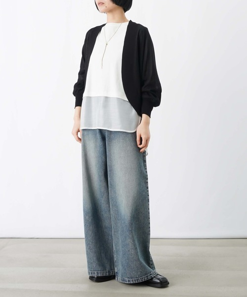 LUCA/LADY LUCK LUCA(ルカ/レディラックルカ)の「LC/LLL 天竺7分袖ニットボレロ(カーディガン/ボレロ・レディース・グレー/ブラック・FREE)」の3枚目の写真