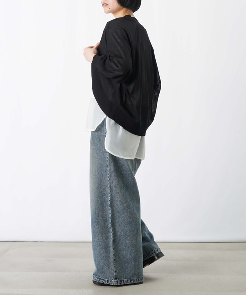 LUCA/LADY LUCK LUCA(ルカ/レディラックルカ)の「LC/LLL 天竺7分袖ニットボレロ(カーディガン/ボレロ・レディース・グレー/ブラック・FREE)」の4枚目の写真